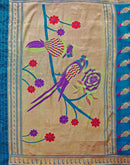 Teal Blue Silk Woven Paithani Saree