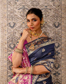 Navy Blue Silk Woven Paithani Saree