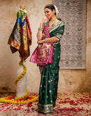 Dark Green Silk Woven Paithani Saree