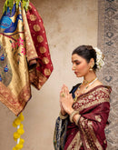 Maroon Silk Woven Paithani Saree