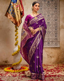 Dark Purple Silk Woven Paithani Saree