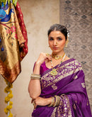 Dark Purple Silk Woven Paithani Saree