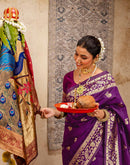 Dark Purple Silk Woven Paithani Saree