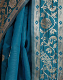 Teal Blue Silk Woven Paithani Saree