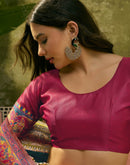 Teal Blue Silk Woven Kalamkari Saree