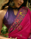 Rani Pink Silk Woven Kalamkari Saree