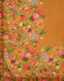 Yellow Georgette Floral Printed Saree
