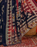 Navy Blue Georgette Foil Printed Saree