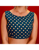 Rama Blue Georgette Foil Printed Saree