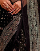 Black Georgette Foil Printed Saree