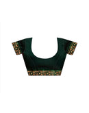 Dark Green Chiffon Printed Saree