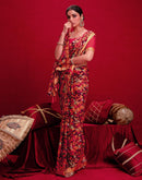 Wine Chiffon Printed Saree