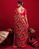 Wine Chiffon Printed Saree