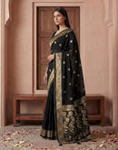 Black Georgette Foil Printed Saree