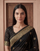 Black Georgette Foil Printed Saree