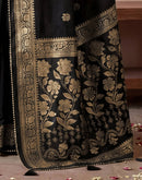 Black Georgette Foil Printed Saree