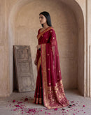 Maroon Georgette Foil Printed Saree