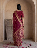 Maroon Georgette Foil Printed Saree