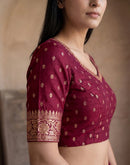 Maroon Georgette Foil Printed Saree