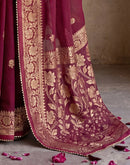 Maroon Georgette Foil Printed Saree