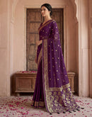 Wine Georgette Foil Printed Saree