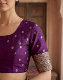 Wine Georgette Foil Printed Saree