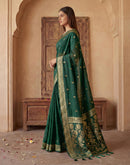 Dark Green Georgette Foil Printed Saree