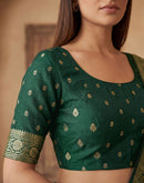 Dark Green Georgette Foil Printed Saree