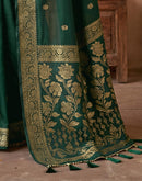 Dark Green Georgette Foil Printed Saree