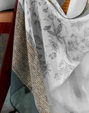 Off White Chanderi Printed Saree