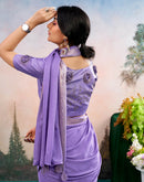 Lavender Chiffon Woven Border Saree