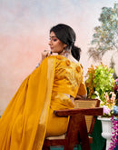 Yellow Chiffon Woven Border Saree
