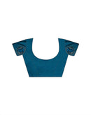 Peacock Blue Chiffon Woven Border Saree