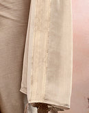 Dusty Beige Chiffon Woven Border Saree