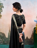 Black Chiffon Woven Border Saree