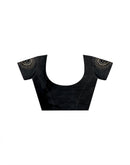 Black Chiffon Woven Border Saree