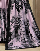 Mauve Crepe Silk Printed Saree