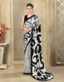 Off White Crepe Silk Printed Saree