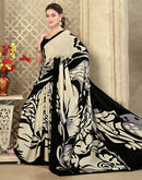 Beige Crepe Silk Printed Saree
