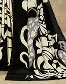 Beige Crepe Silk Printed Saree