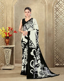 Off White Crepe Silk Printed Saree
