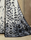 Off White Crepe Silk Printed Saree