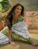 Off White Khadi Printed Saree
