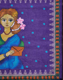 Violet Cotton Linen Printed Saree
