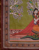 Beige Cotton Linen Printed Saree