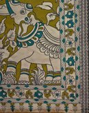 Lime Green Shimmer Silk Printed Saree
