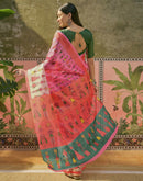 Pink Shimmer Silk Printed Saree