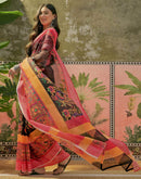 Black Cotton Linen Printed Saree