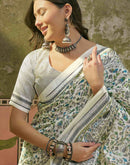 Beige Khadi Printed Saree