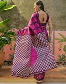 Wine Khadi Printed Saree